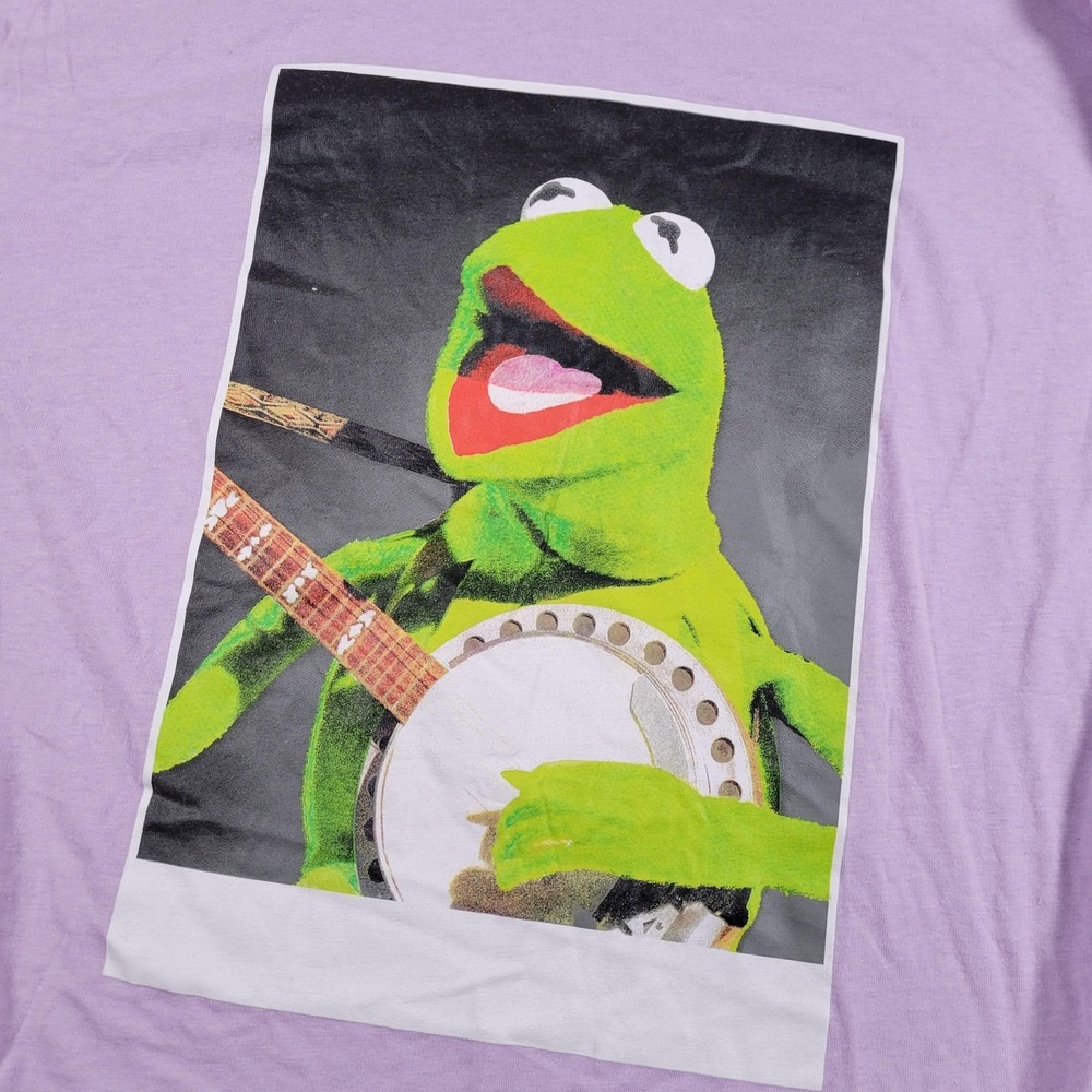The Muppets Shirt Mens 2XL Purple‎ Long Sleeve Kermit Banjo Graphic Tagless